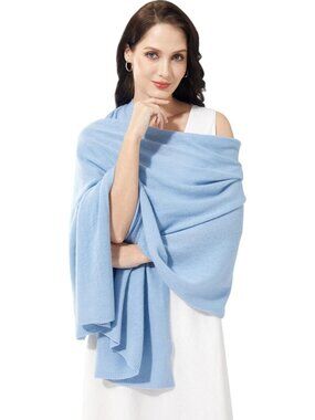 〽️Women's Cashmere Shawl Blue White Wedding Winter Shoulder Classic Wrap 87"x28"